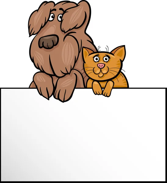 kedi ve köpek ile kart karikatür çizmek
