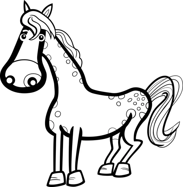 Desenhos animados de animais de fazenda de cavalo para colorir — Vetor de Stock