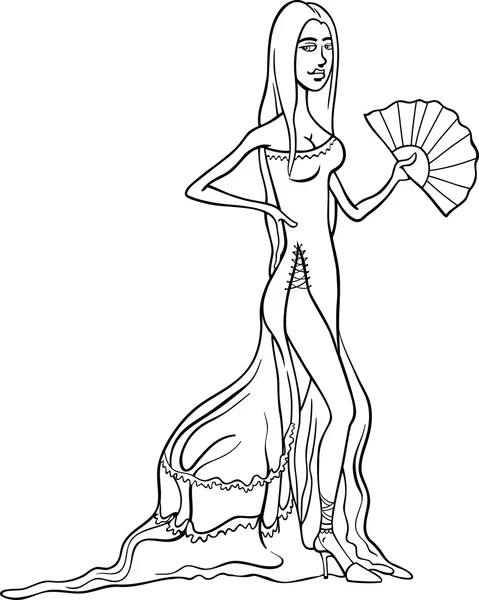 美丽的拉丁裔女人裙子卡通 — 图库矢量图片