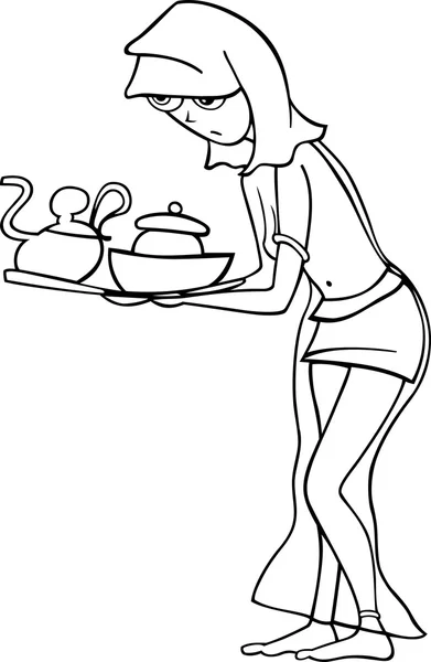 Cameriera o schiavo donna cartone animato illustrazione — Vettoriale Stock