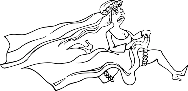 Ilustrasi kartun pengantin berjalan — Stok Ilustrasi Ilustrasi kartun pengantin berjalan Grafik Vektor