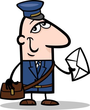 Postacı mektubu karikatür çizim ile