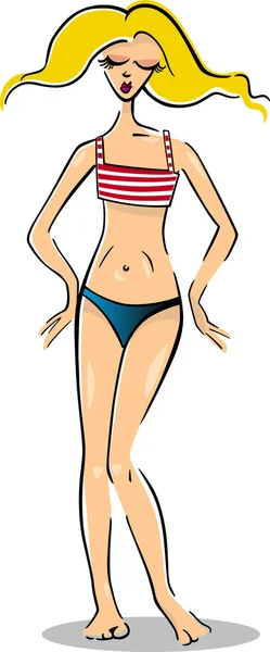 Mujer bonita en bikini o traje de baño — Archivo Imágenes Vectoriales