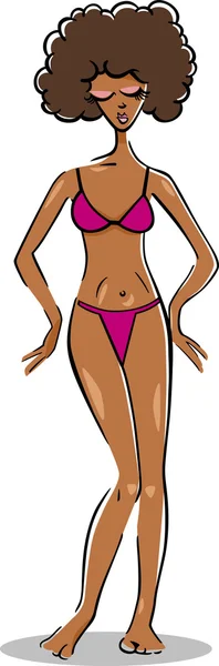 Hübsche Frau im Bikini oder Badeanzug — Stockvektor