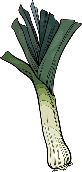 Leek vegetal desenho animado ilustração —  Vetores de Stock