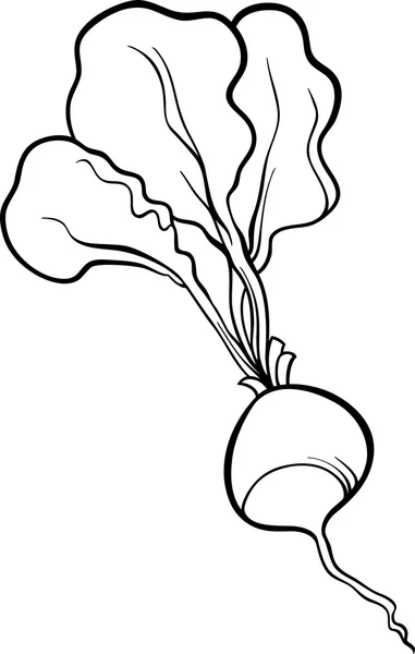 Rabanete desenho animado vegetal para colorir livro — Vetor de Stock