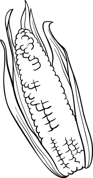 Mais auf dem Cob Cartoon für Malbuch — Stockvektor