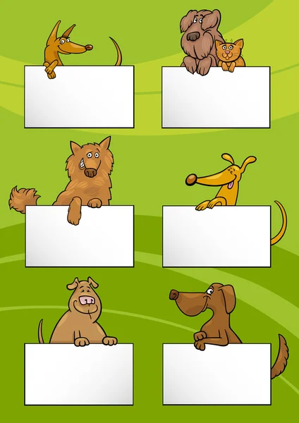 Hunde mit Karten Cartoon-Design-Set — Stockvektor