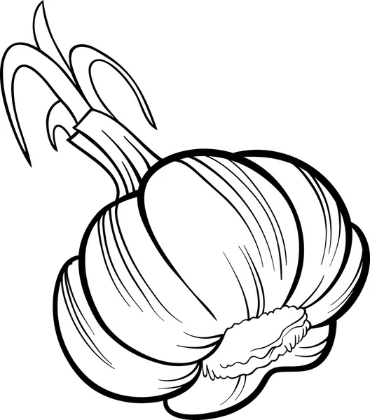 Kartun sayuran bawang putih untuk buku mewarnai - Stok Vektor