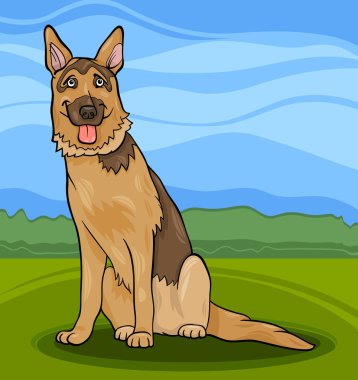 Alman çoban köpeği karikatür çizimi