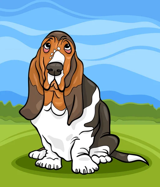 Basset perro sabueso ilustración de dibujos animados — Archivo Imágenes Vectoriales