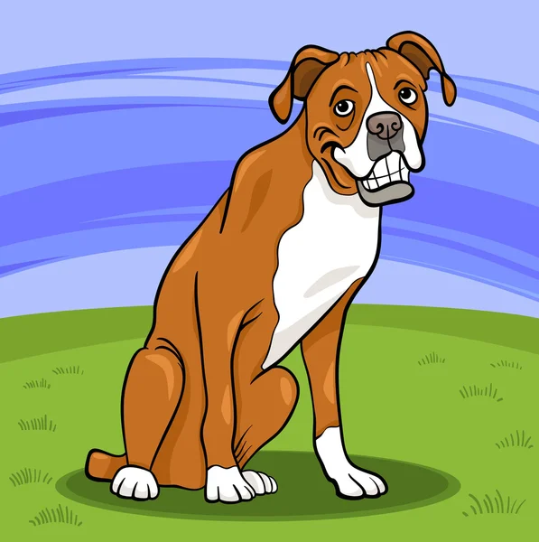 Boxer reinrassiger Hund Cartoon Illustration — Stockvektor