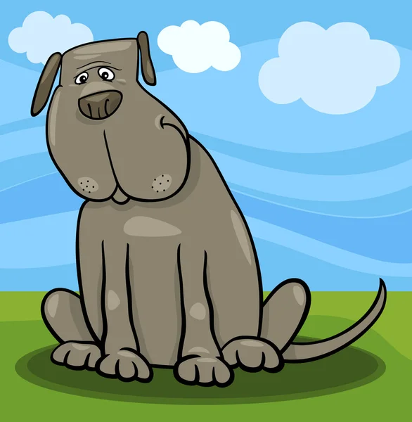 Lindo perro gris grande ilustración de dibujos animados — Vector de stock