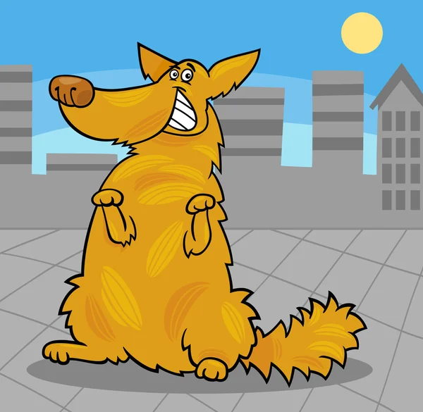 Feliz amarillo shaggy de pie perro — Vector de stock