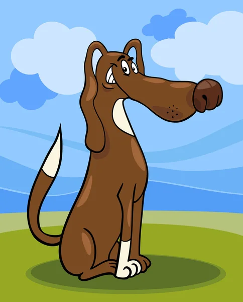 Grappig zitten hond cartoon afbeelding — Stockvector