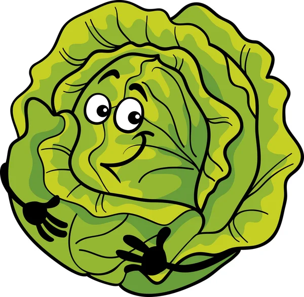 Cute cabbage vegetable cartoon illustration — Stock Vector