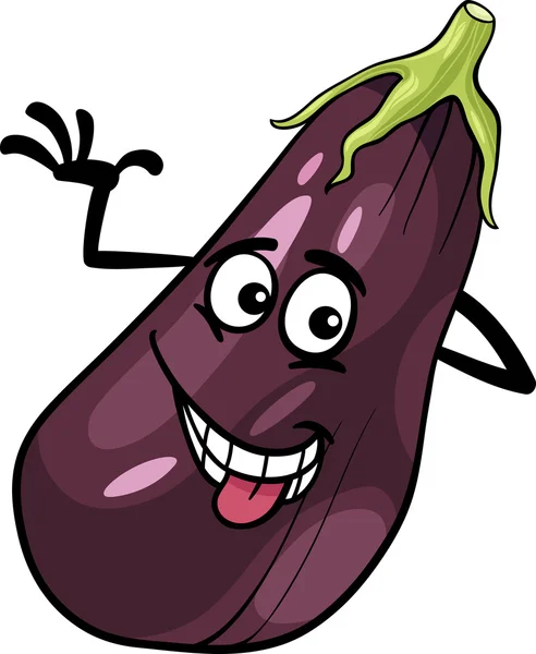 Komik patlıcan sebze karikatür çizimi — Stok Vektör