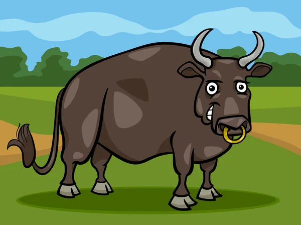 Stier Bauernhof Tier Cartoon Illustration — Stockvektor