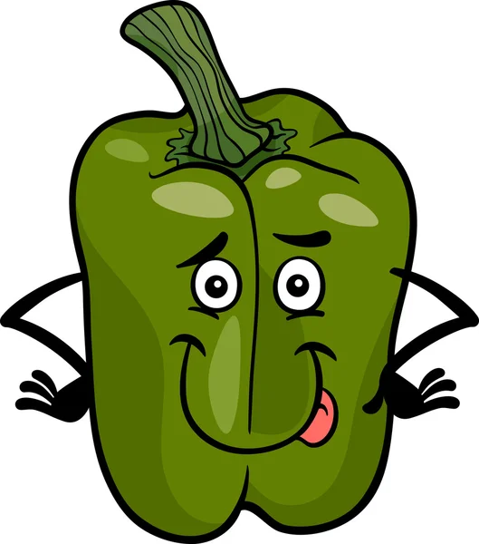 Cute green pepper cartoon illustration — Stock Vector