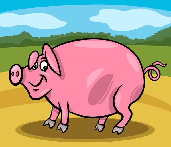 Gambar kartun hewan ternak babi - Stok Vektor
