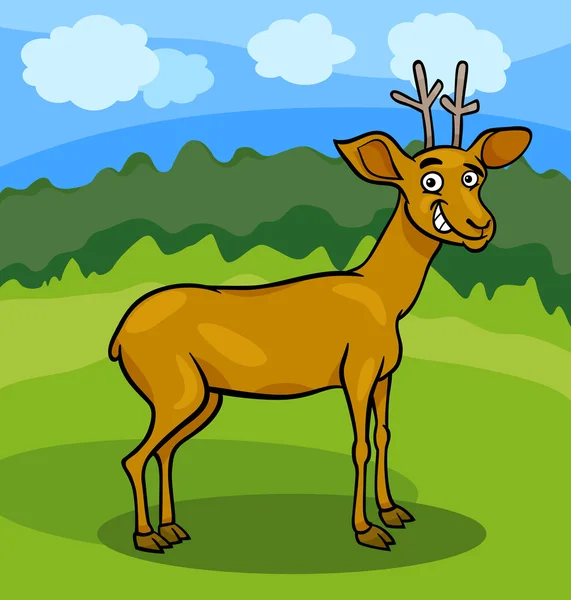 Wild deer cartoon illustration — Stock Vector