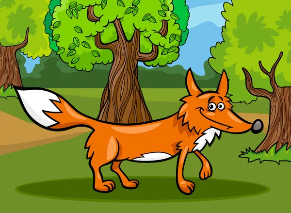 Wild fox dierlijk beeldverhaal illustratie — Stockvector