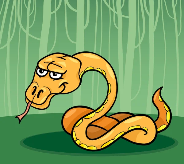 蛇在丛林里的卡通插图 — 图库矢量图片