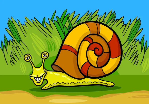 Ilustrasi kartun moluska siput - Stok Vektor