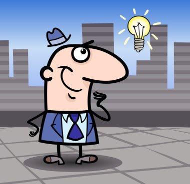 iş adamı fikri karikatür çizim ile