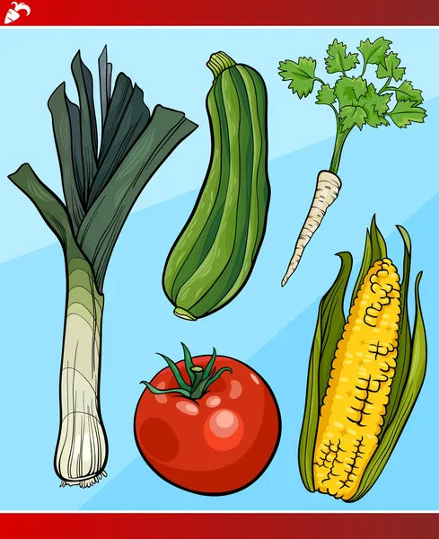 Conjunto de verduras ilustración de dibujos animados — Archivo Imágenes Vectoriales