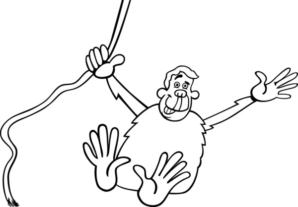 Illustration de dessin animé chimpanzé pour la coloration — Image vectorielle