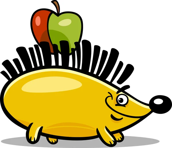 Hedgehog with apple cartoon — Stock Vector