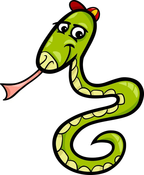 Snake in the cap cartoon illustration — Stock Vector