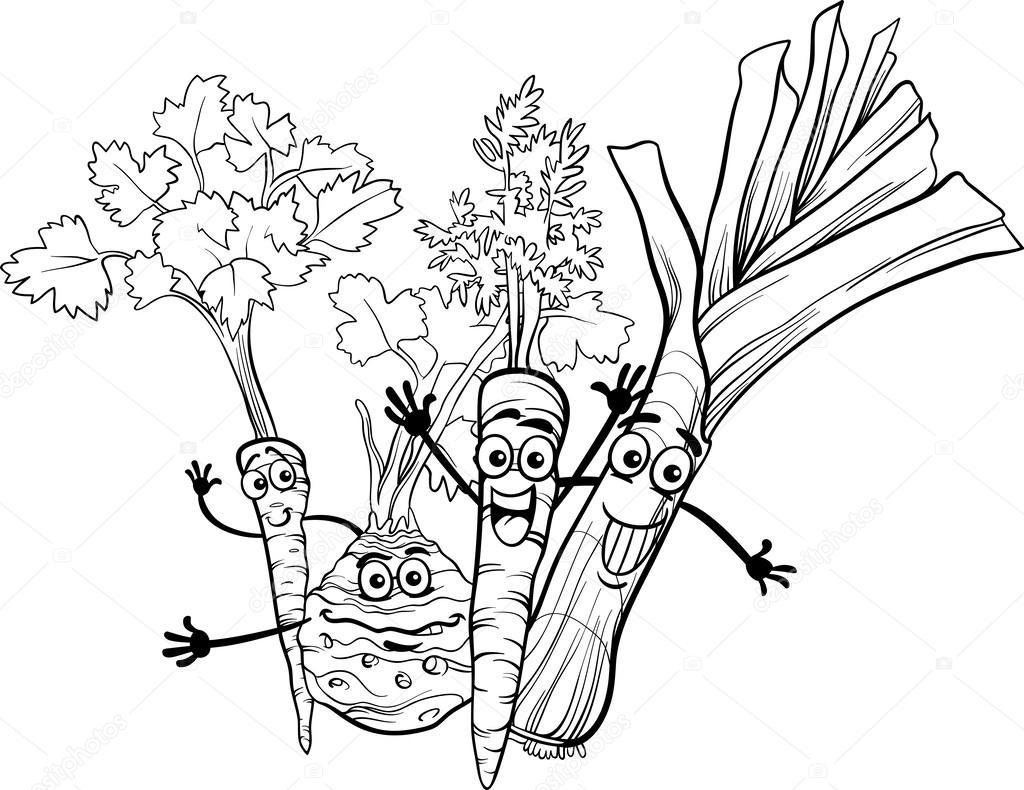 Légumes soupe de dessin animé pour livre à colorier Vecteur par ...