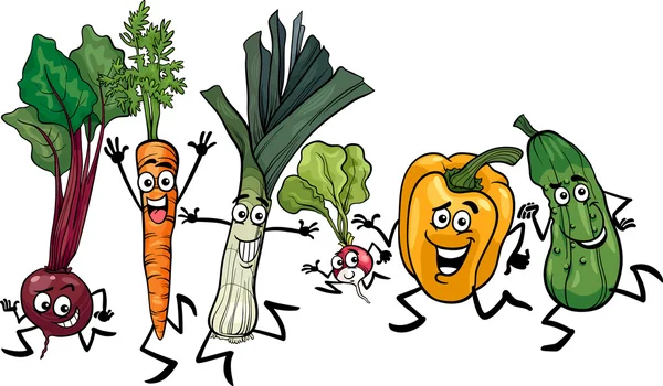 Courir légumes dessin animé illustration — Image vectorielle