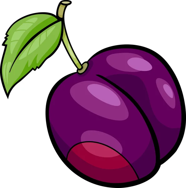 Ilustración de dibujos animados fruta ciruela — Vector de stock