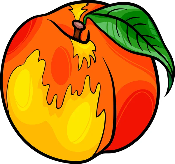 Ilustrasi kartun buah persik - Stok Vektor