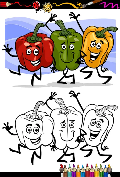 Grupo de legumes desenhos animados para colorir livro — Vetor de Stock