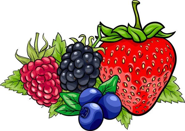 Berry fruits cartoon illustration — Stock Vector