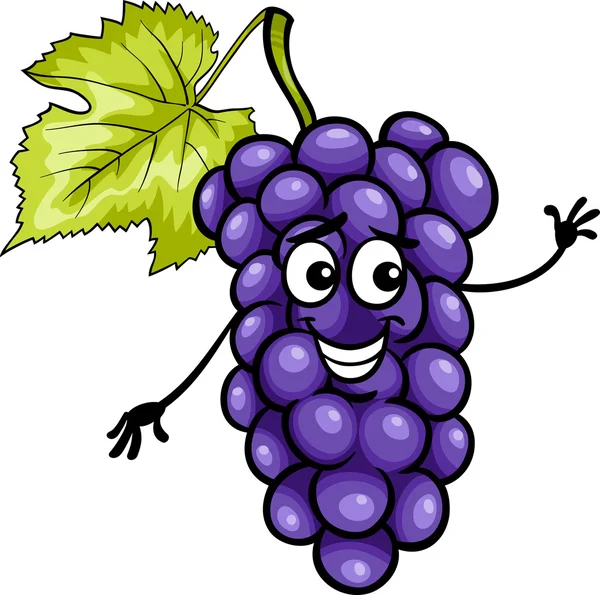 Funny blue grapes fruit cartoon illustration — Stock Vector
