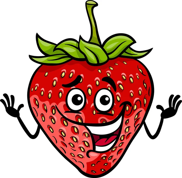 Lustige Erdbeerfrucht Cartoon-Illustration — Stockvektor