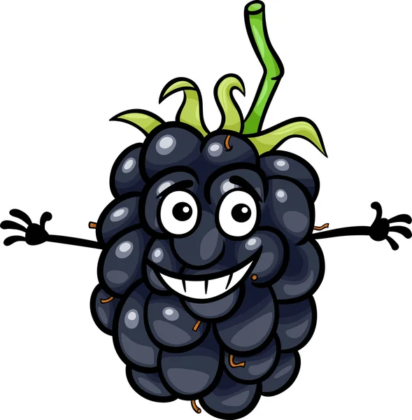 Divertente blackberry frutta cartone animato illustrazione — Vettoriale Stock