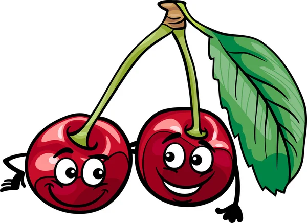 Funny cherry fruits cartoon illustration — Stock Vector