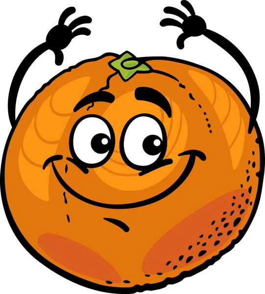 オレンジ色の果物を面白い漫画イラスト — ストックベクタ
