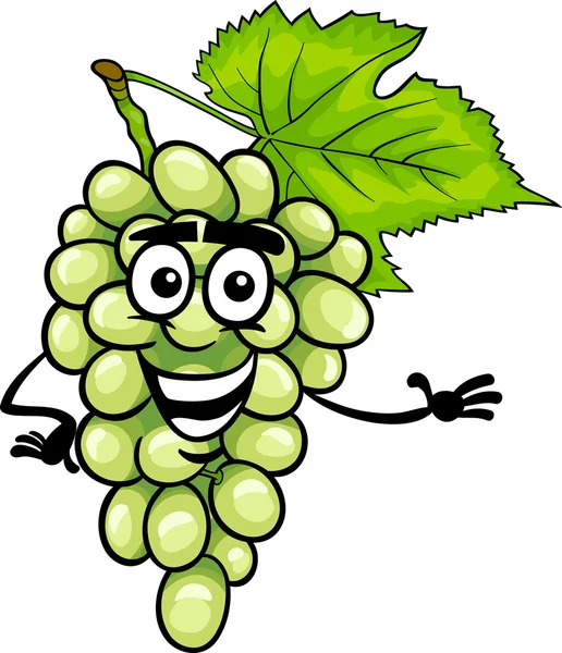 Funny white grapes fruit cartoon illustration — Stock Vector