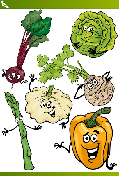 Gemüse Cartoon Illustration Set — Stockvektor