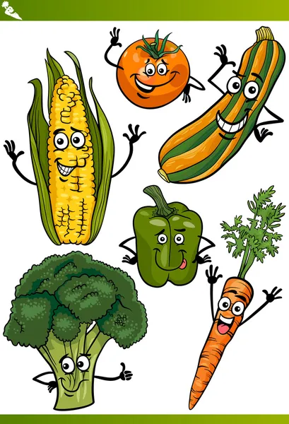 Gemüse Cartoon Illustration Set — Stockvektor