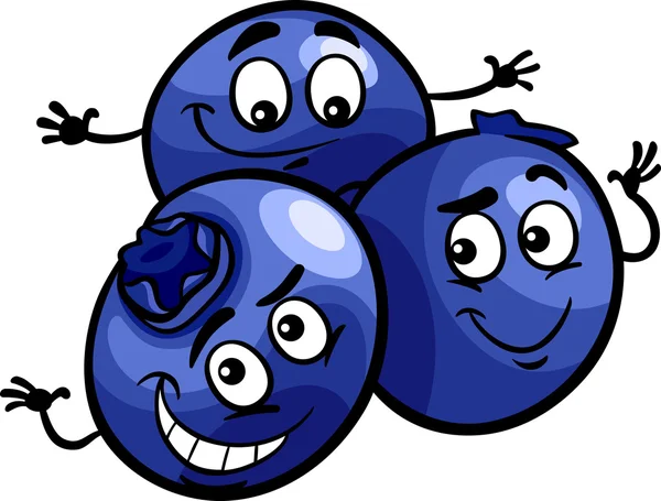 Funny blueberry fruits cartoon illustration — Stock Vector