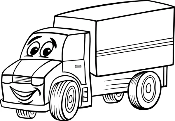 Divertente camion cartone animato per libro da colorare — Vettoriale Stock