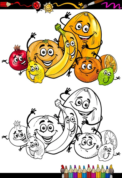 Cartoon citrus fruits for coloring book — Stock Vector